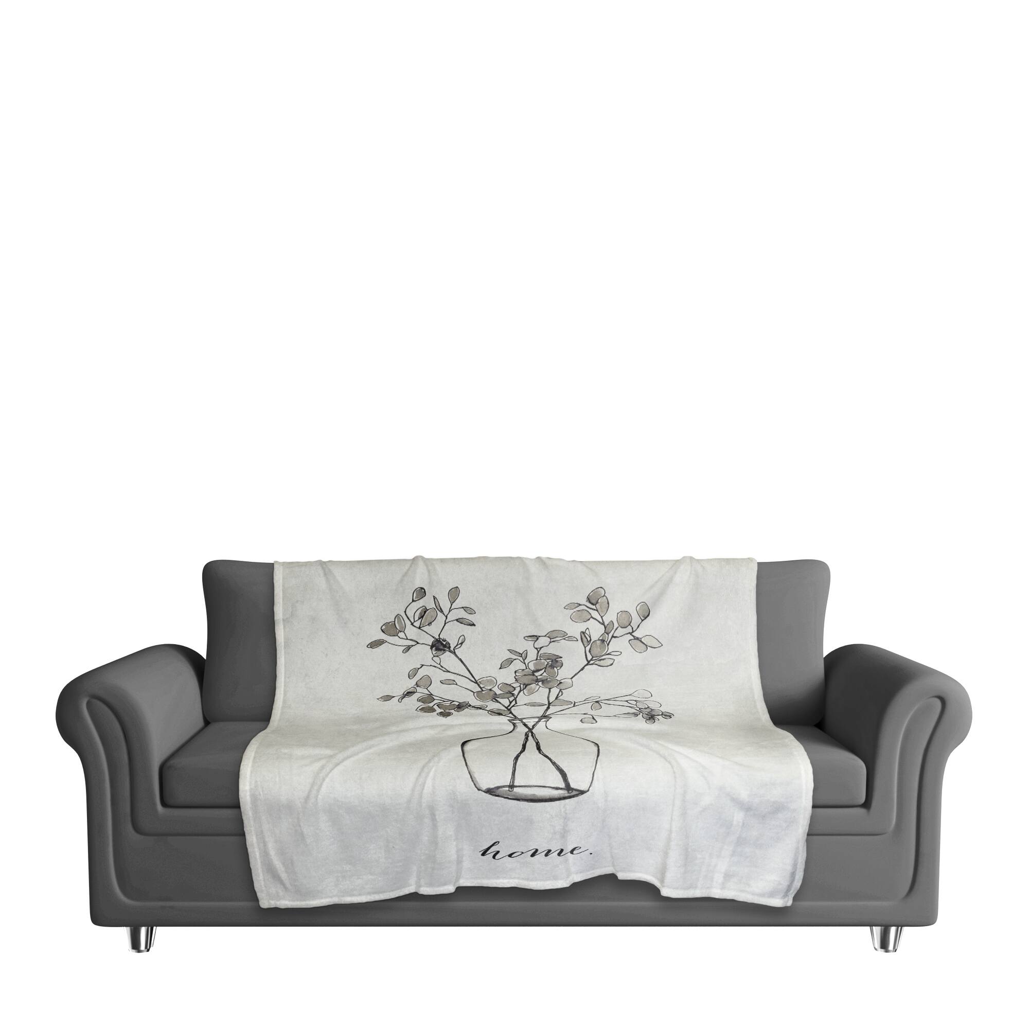 Flower Line Drawing 50" x 60" Coral Fleece Blanket